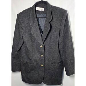 Vtg Norton McNaughton Blazer Size 12 Gray Virgin Wool Jacket Coat Crest Buttons